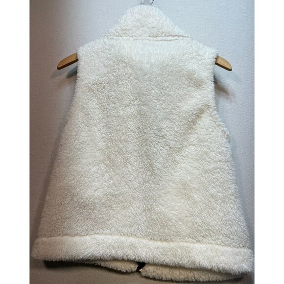 Tommy Hilfiger Women's Faux Fur Sherpa Cardigan Vest Full Zip Sz M White Pockets - Picture 2 of 12